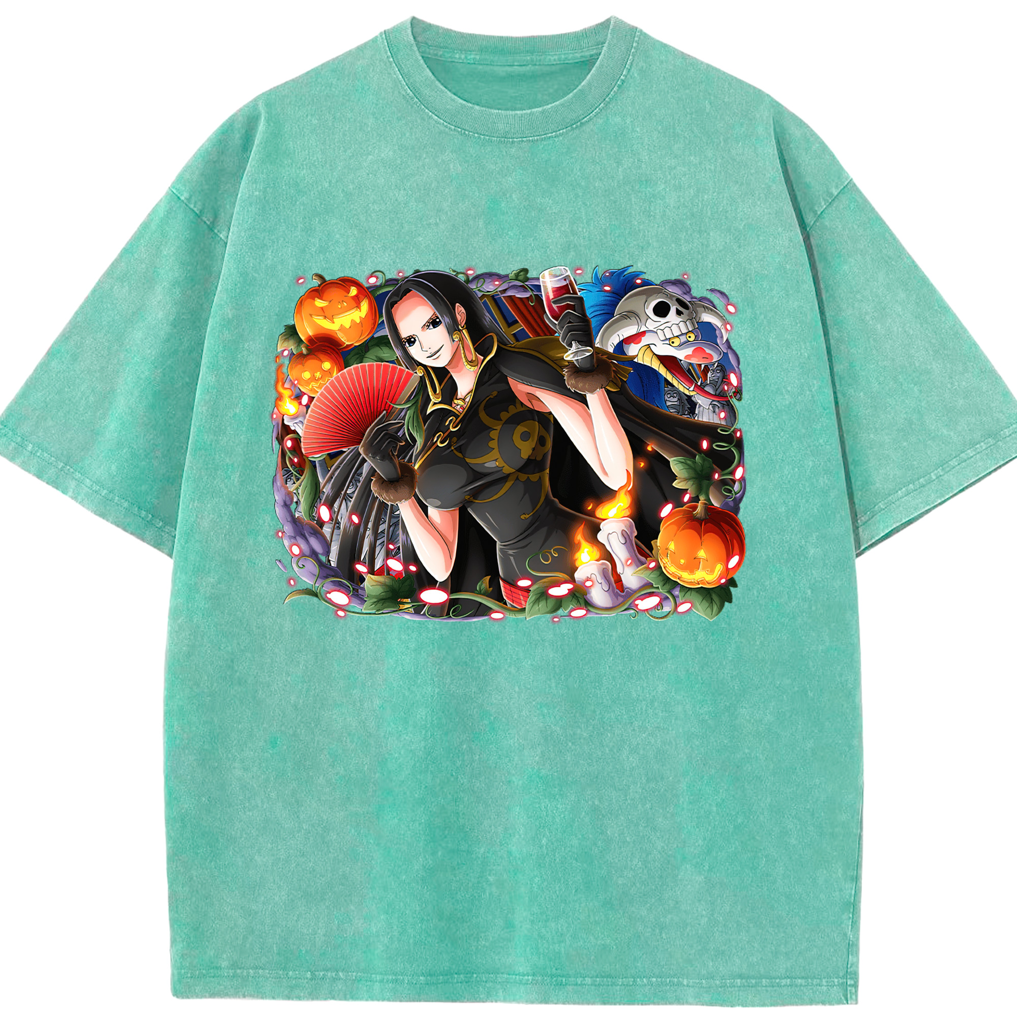 ワンピース ボア・ハンコック ONE PIECE Boa·Hancock 綿100% ヴィンテージ風 半袖Tシャツ（フロントプリント）